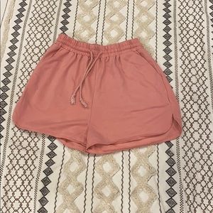 High waisted pink shorts